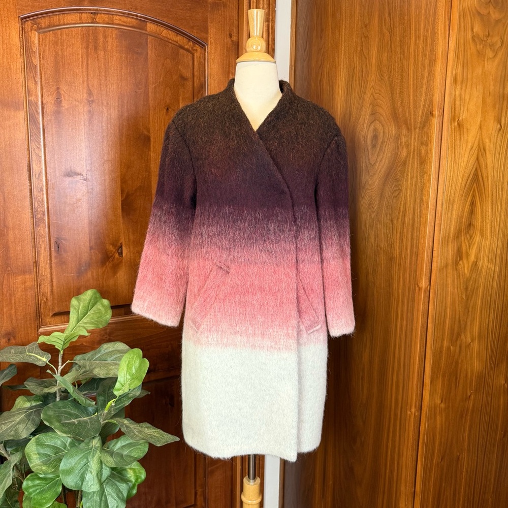 💋Lou & Grey ombré Gradient Pink and Cream alpaca Women wool coat size XS